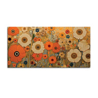 Luxury Floral Garden Warm Orange Meadow Botanical Canvas Wall Painting