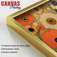 Luxury Floral Garden Warm Orange Meadow Botanical Canvas Wall Painting