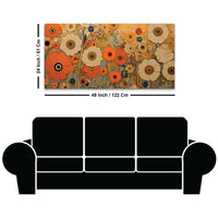 Luxury Floral Garden Warm Orange Meadow Botanical Canvas Wall Painting