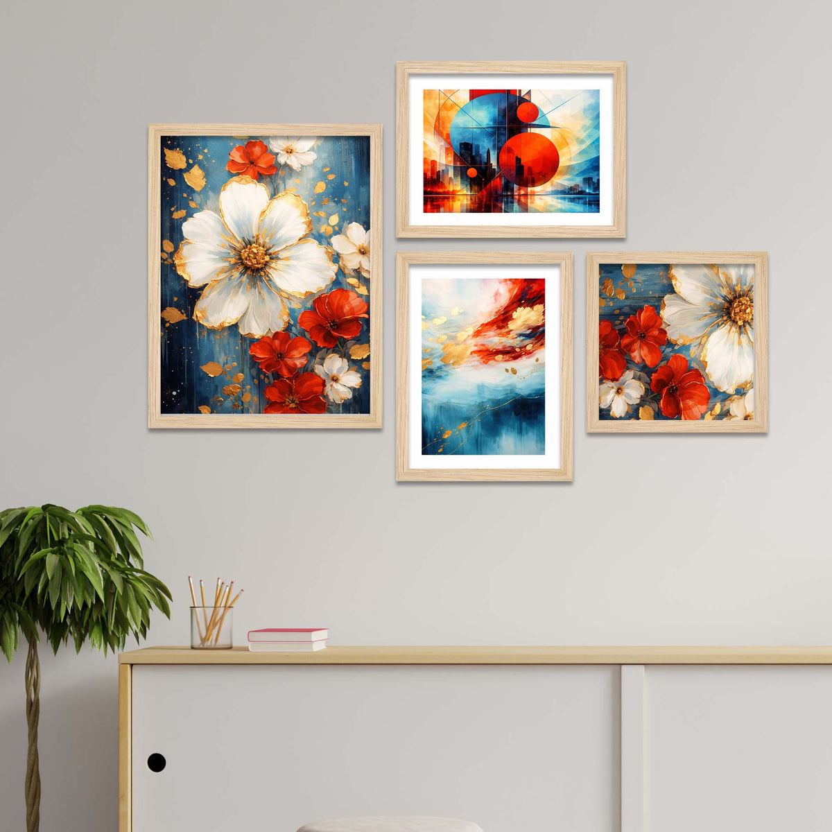 Luxury Floral Wall Frame Set of Four