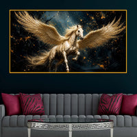 Luxury Flying Pegasus Floating Frame Crystal Wall Painting