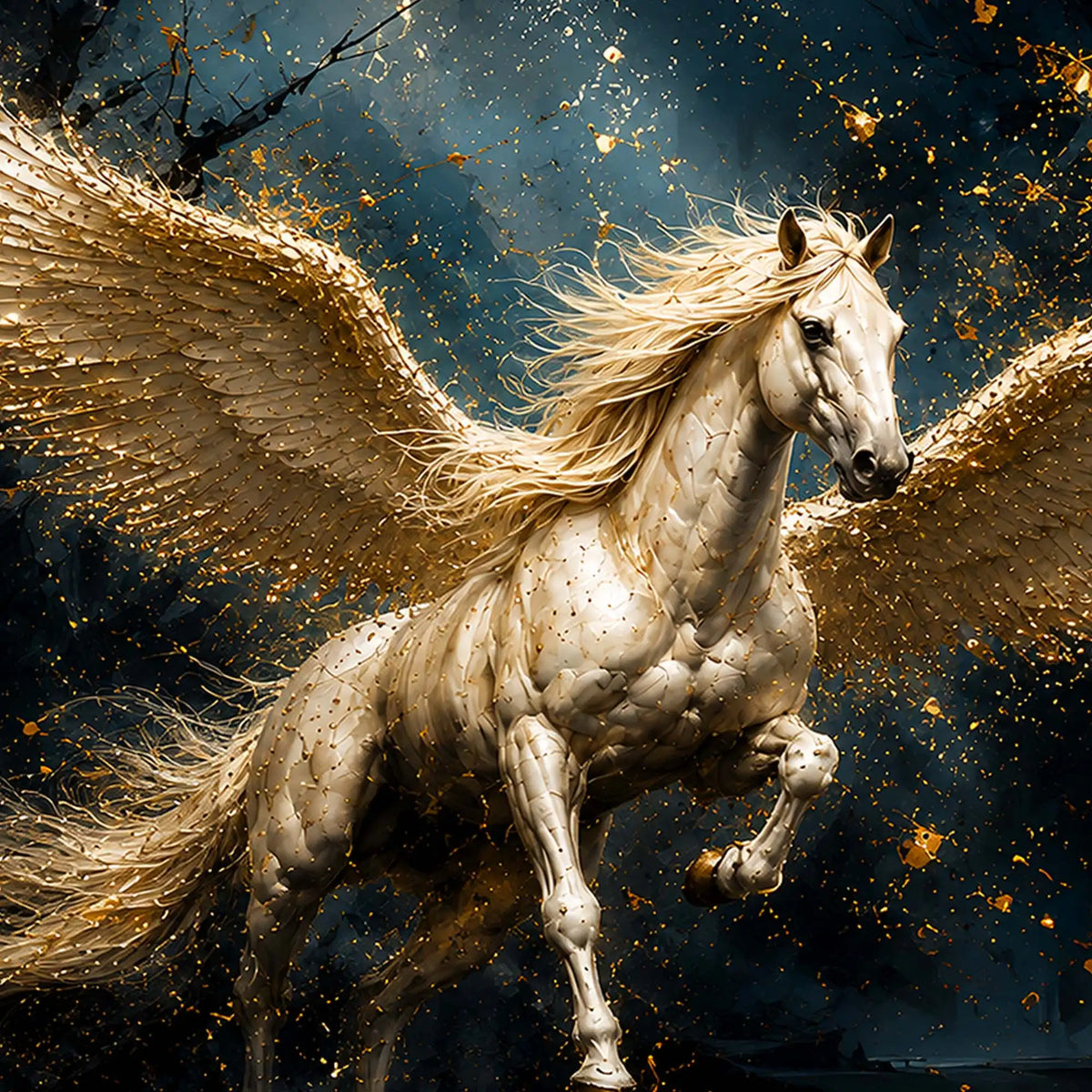 Luxury Flying Pegasus Floating Frame Crystal Wall Painting