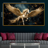Luxury Flying Pegasus Floating Frame Crystal Wall Painting