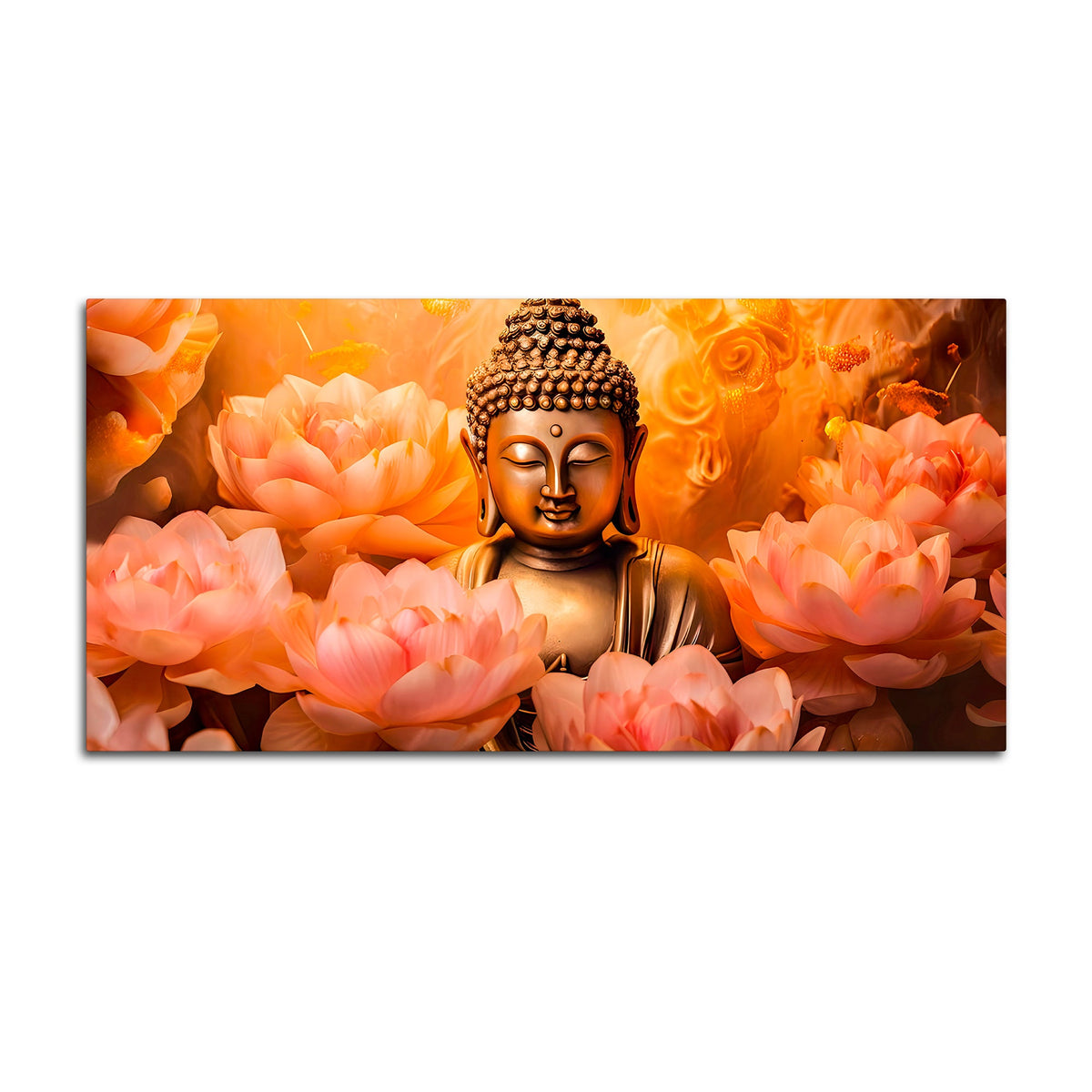 Luxury Gautam Buddha Lotus Canvas for Spiritual Home Decoration