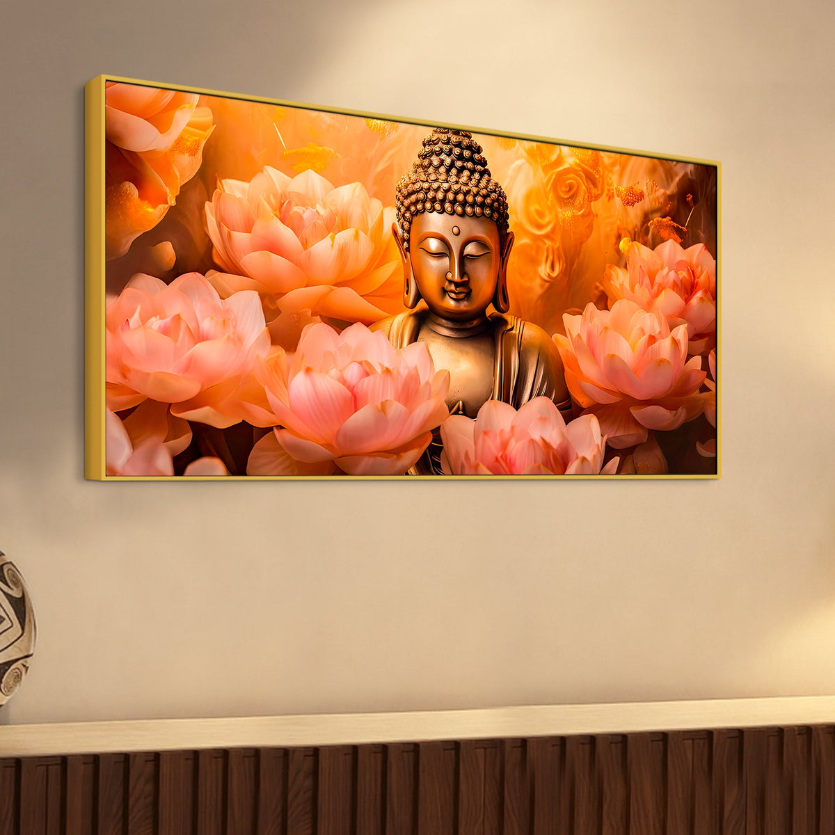 Luxury Gautam Buddha Lotus Canvas for Spiritual Home Decoration