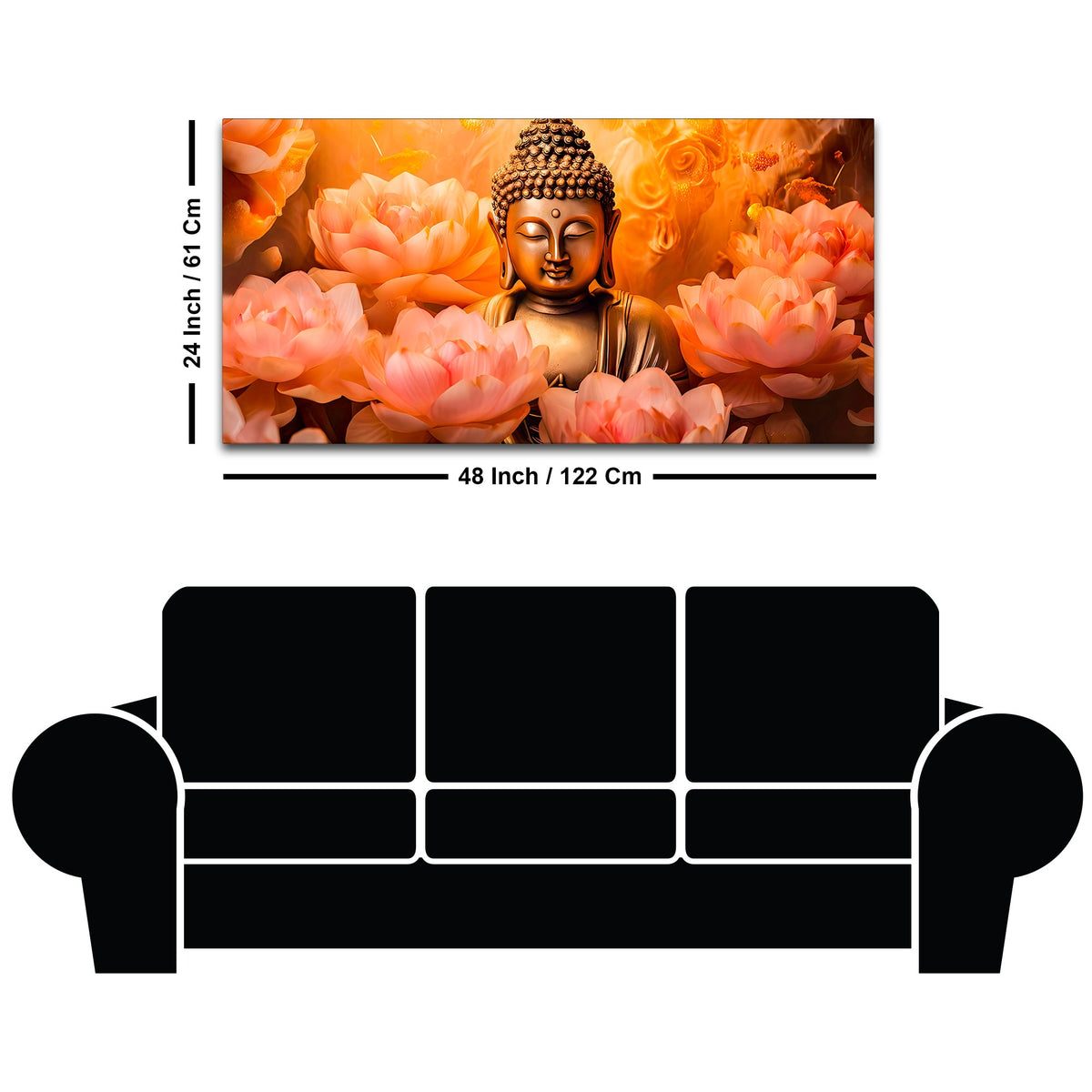 Luxury Gautam Buddha Lotus Canvas for Spiritual Home Decoration