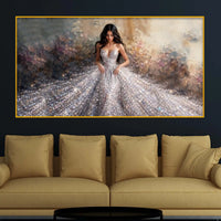 Luxury Glamour Woman Crystal Glass Finish Painting