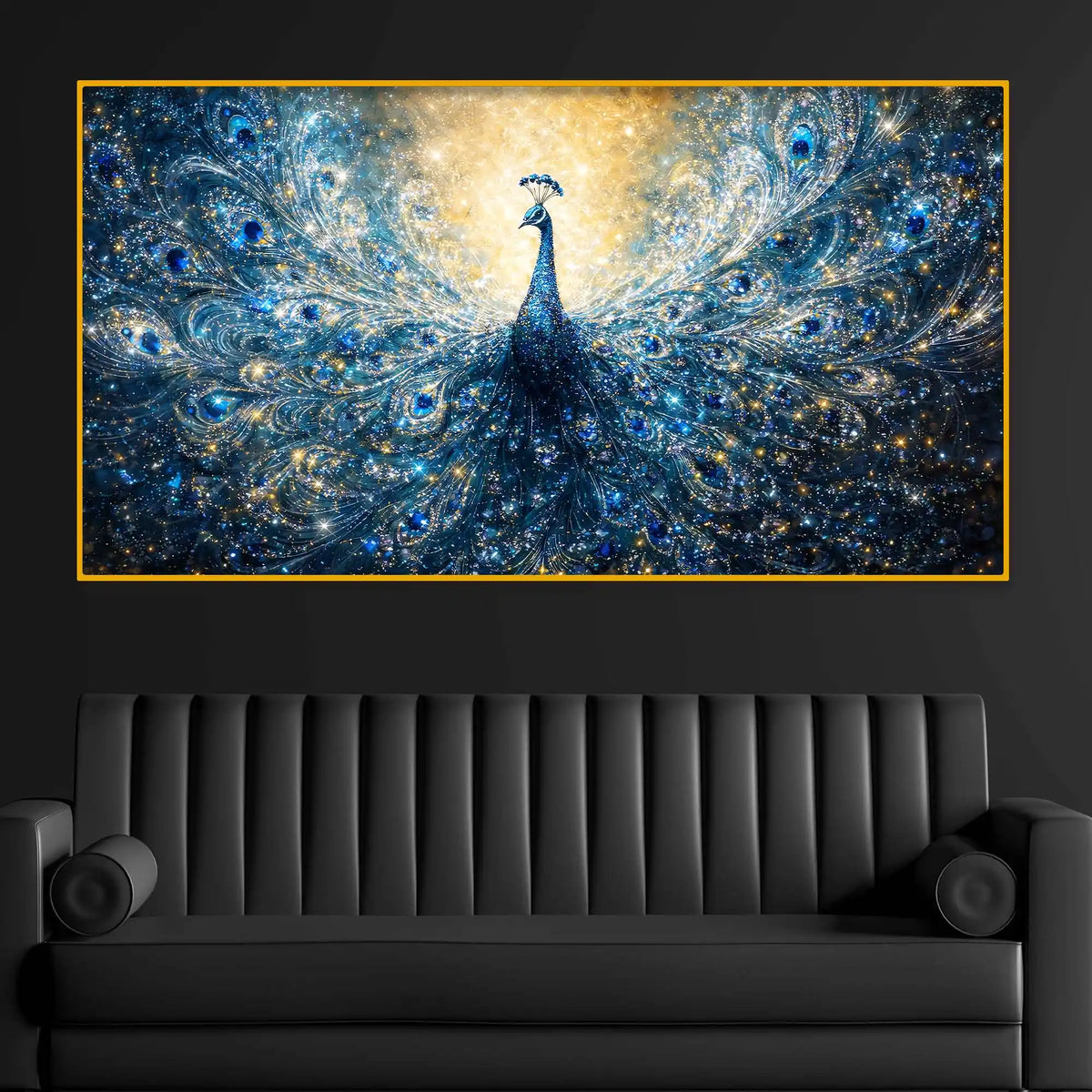 Luxury Glowing Peacock Crystal Glass Wall Painting for Premium Home Décor
