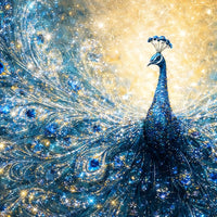 Luxury Glowing Peacock Crystal Glass Wall Painting for Premium Home Décor