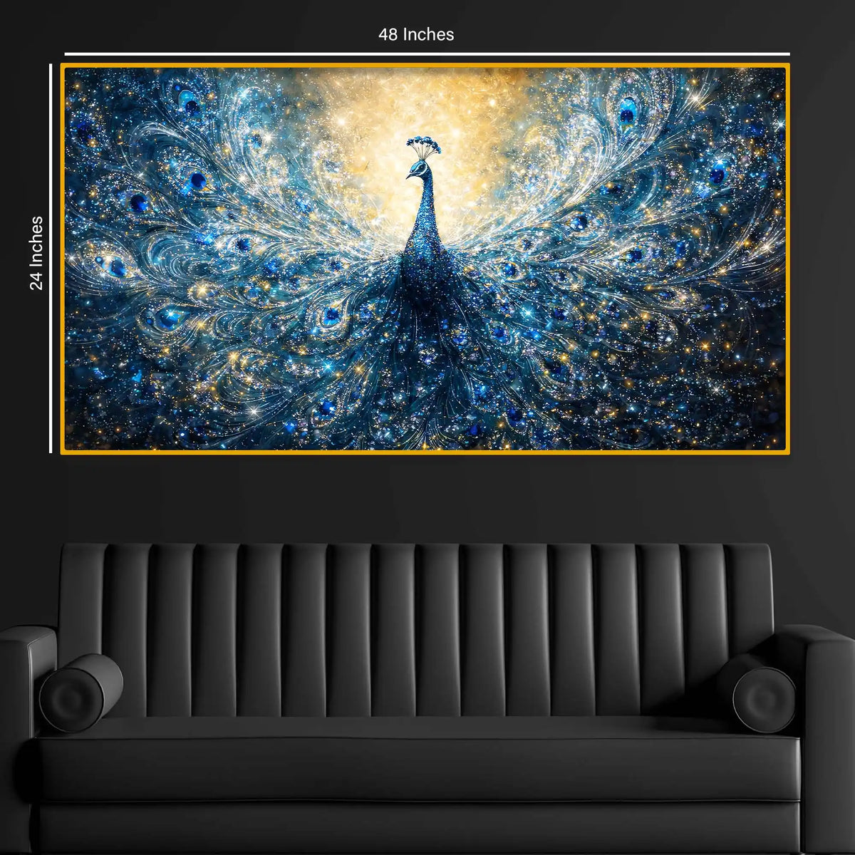 Luxury Glowing Peacock Crystal Glass Wall Painting for Premium Home Décor