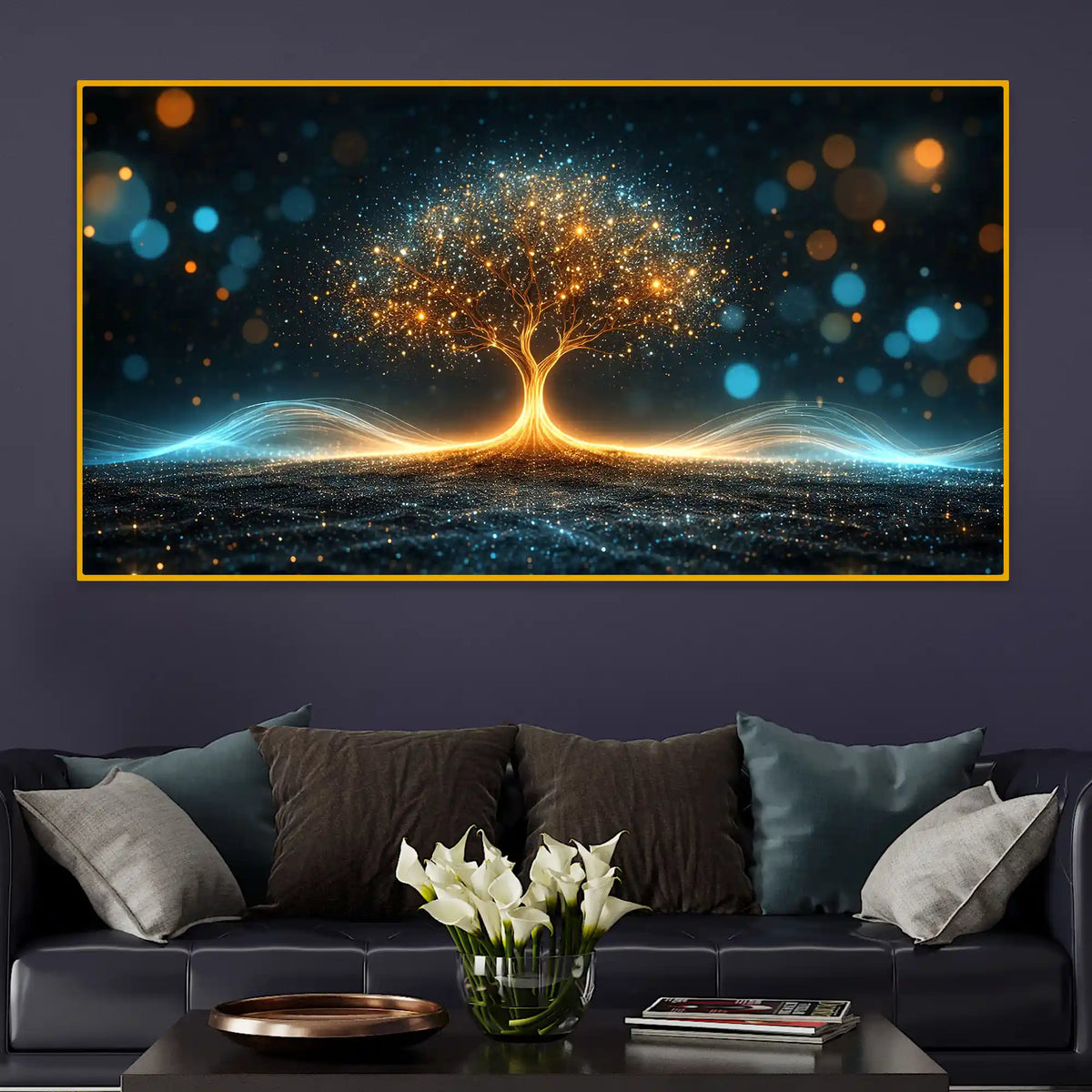 Luxury Glowing Tree of Life Crystal Glass Wall Painting for Office & Home