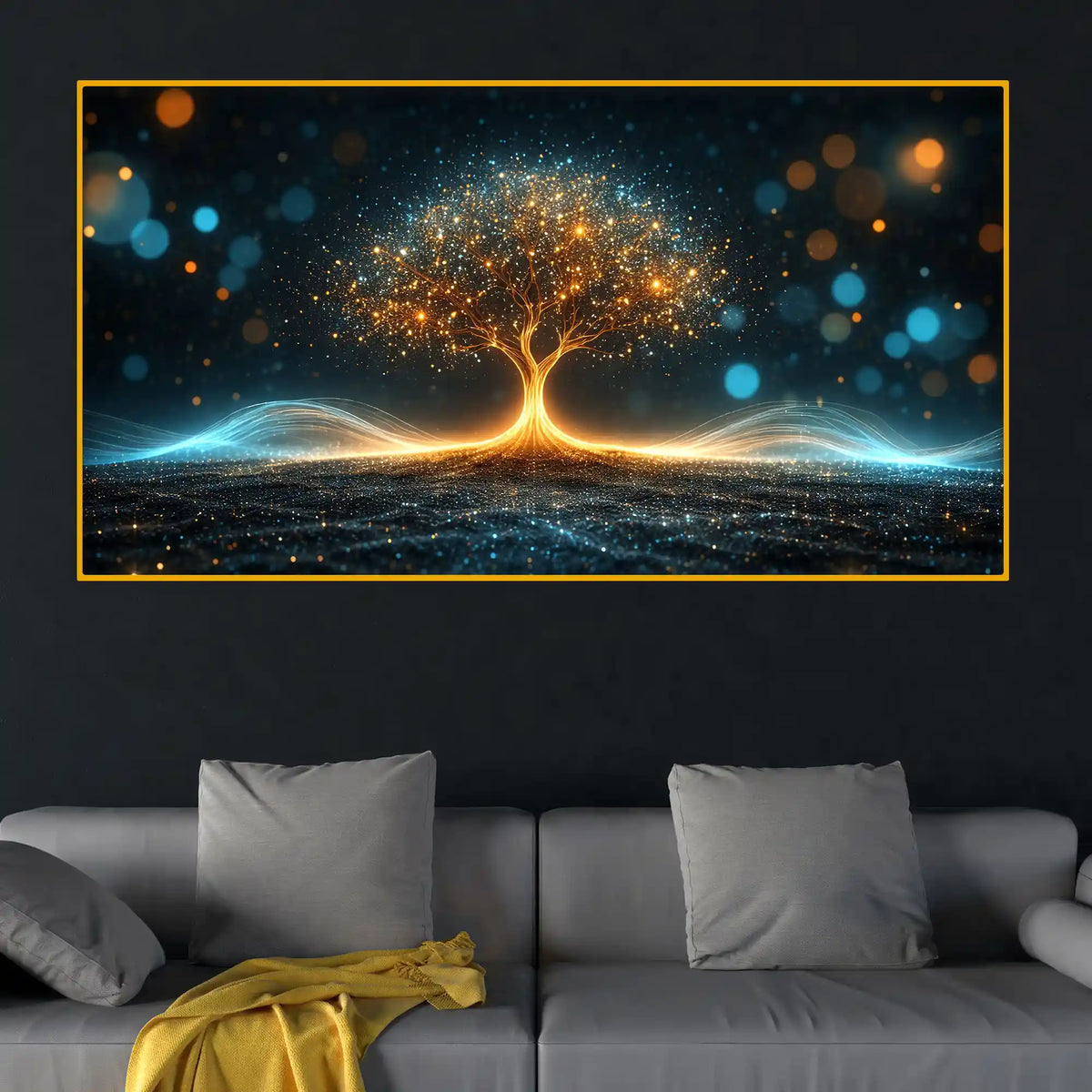 Luxury Glowing Tree of Life Crystal Glass Wall Painting for Office & Home