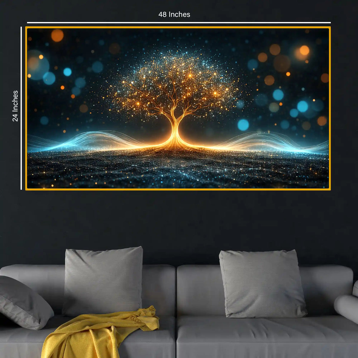 Luxury Glowing Tree of Life Crystal Glass Wall Painting for Office & Home