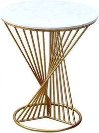 Luxury Gold Marble Accent Side Table for Living Room