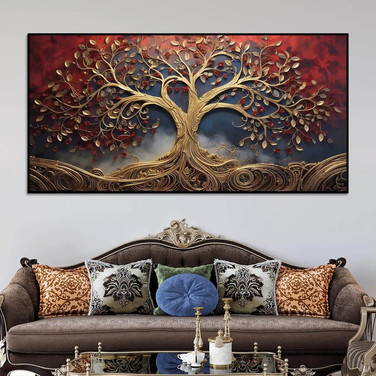 Luxury Gold Tree Canvas Wall Art Abstract Nature Painting