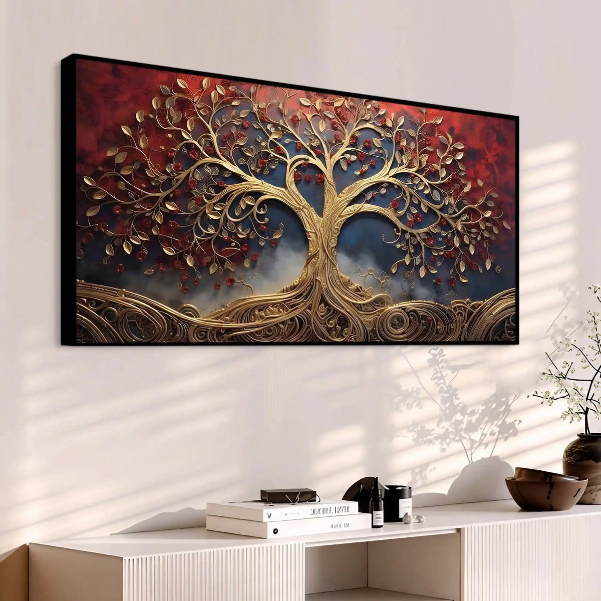 Luxury Gold Tree Canvas Wall Art Abstract Nature Painting