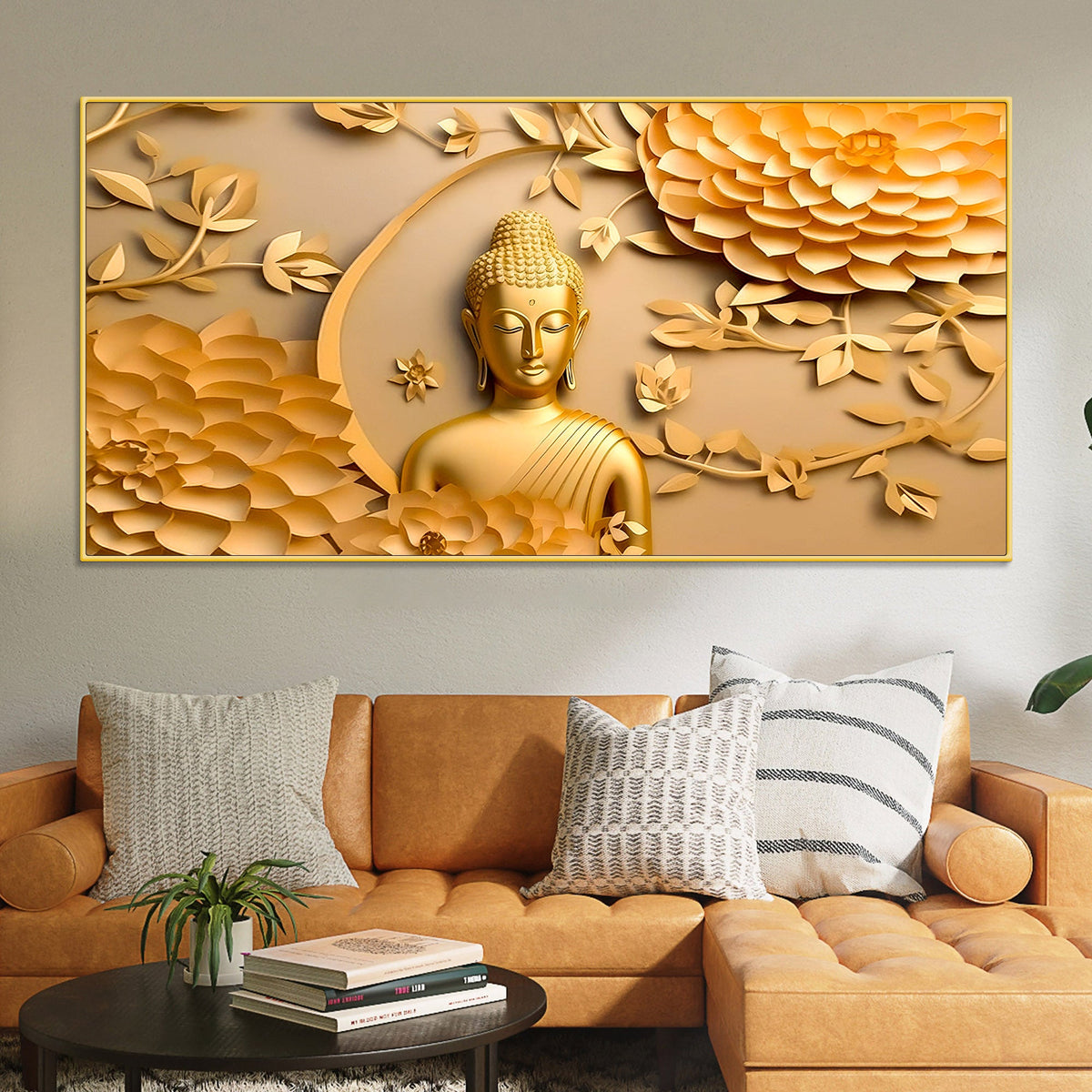 Luxury Golden Buddha Canvas Wall Painting for Living Room