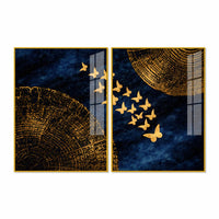 Luxury Golden Butterfly Elegance Acrylic Floating Wall Painting Set of 2