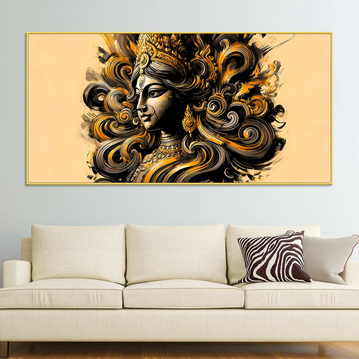 Luxury Golden Durga Wall Painting for Décor