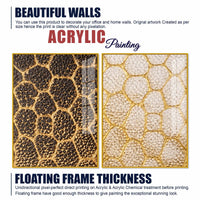 Luxury Golden Honeycomb Abstract Pattern Acrylic Floating Wall Painting Set of 2