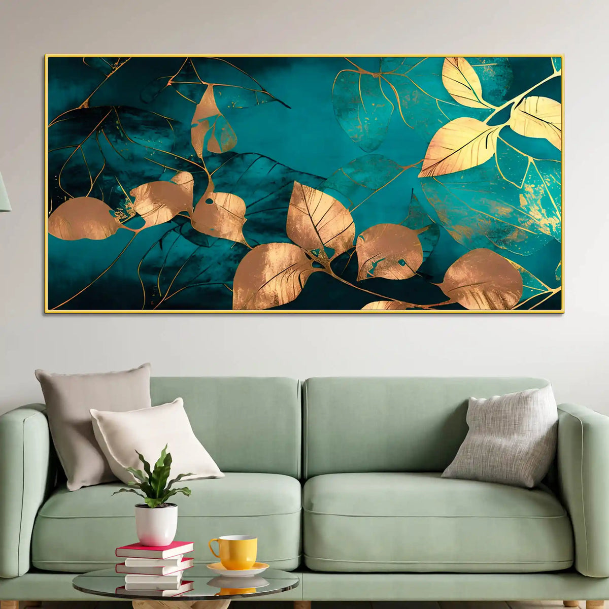 Luxury Golden Leaves Canvas Painting for Luxury Interiors