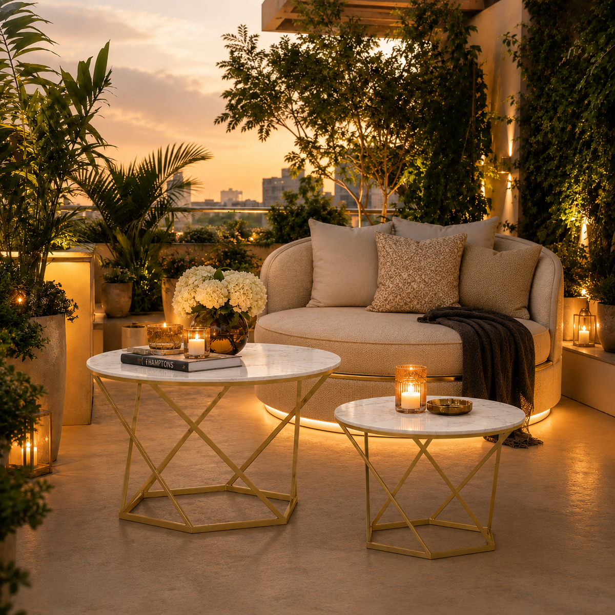 Luxury Golden Metal Coffee Table for Living Room