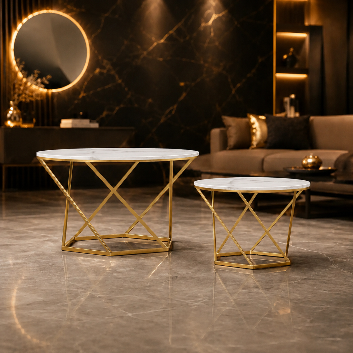 Luxury Golden Metal Coffee Table for Living Room