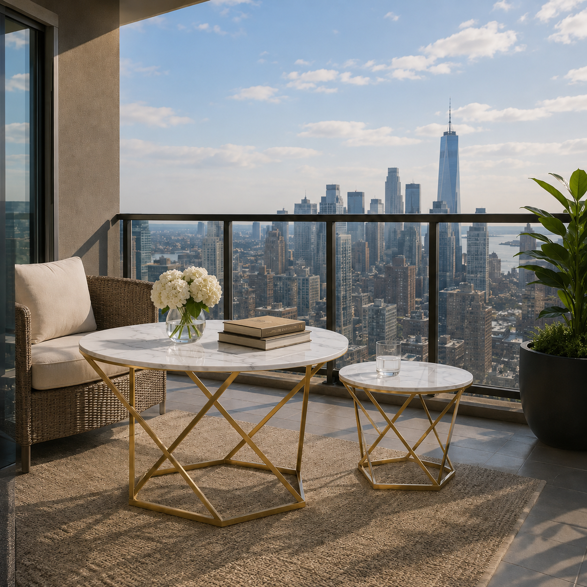 Luxury Golden Metal Coffee Table for Living Room