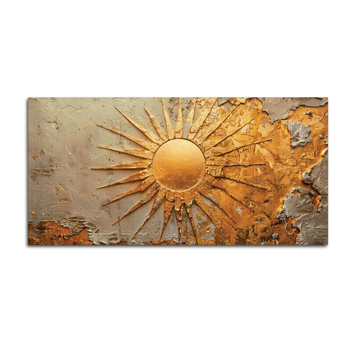 Luxury Golden Sunburst Textured Abstract Canvas Wall Painting