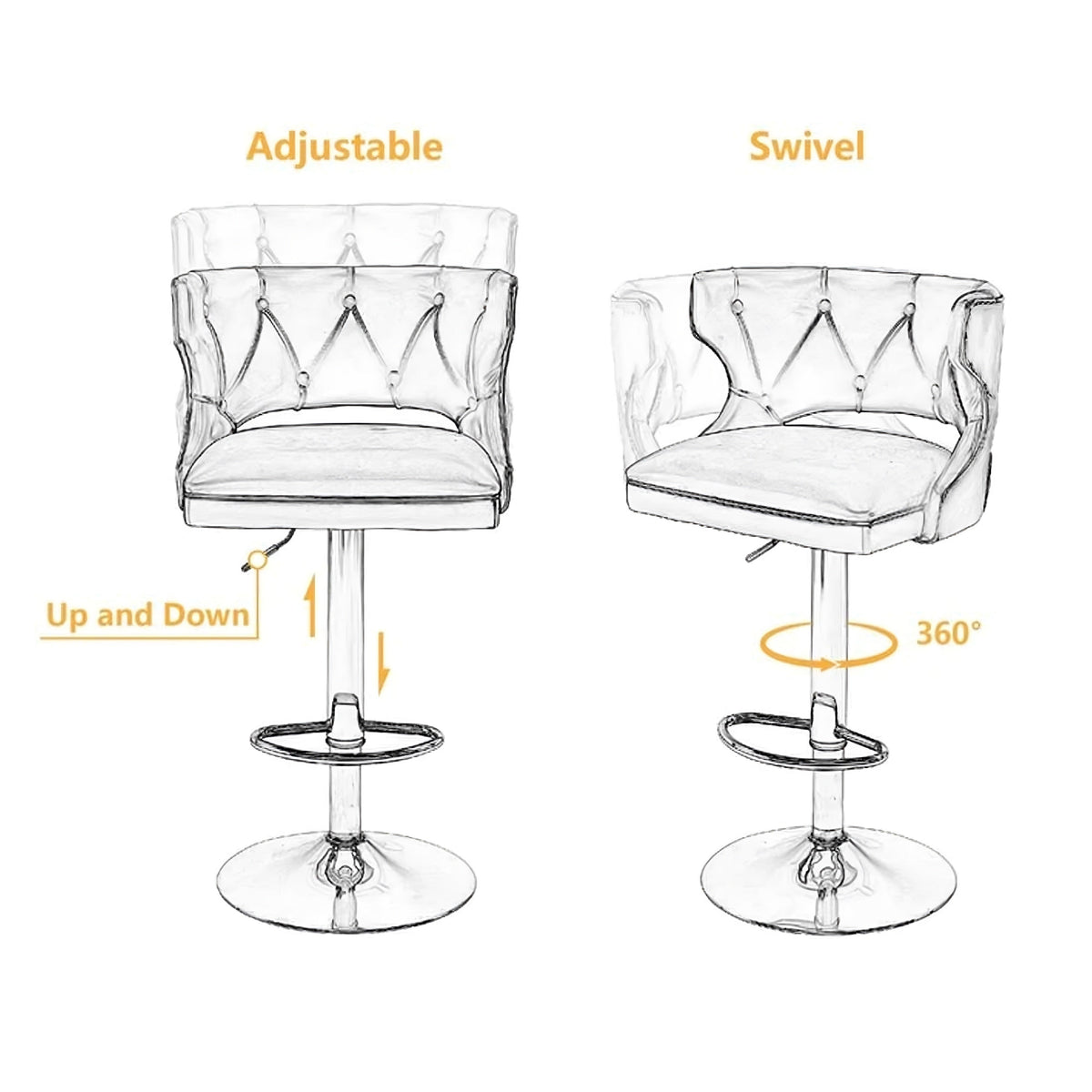 Luxury Grey Velvet Bar Lounge Chair with Gold Base