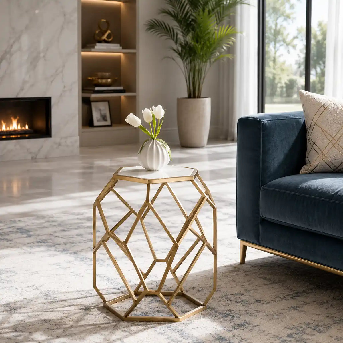 Luxury Hexagon Side Table with Modern Design