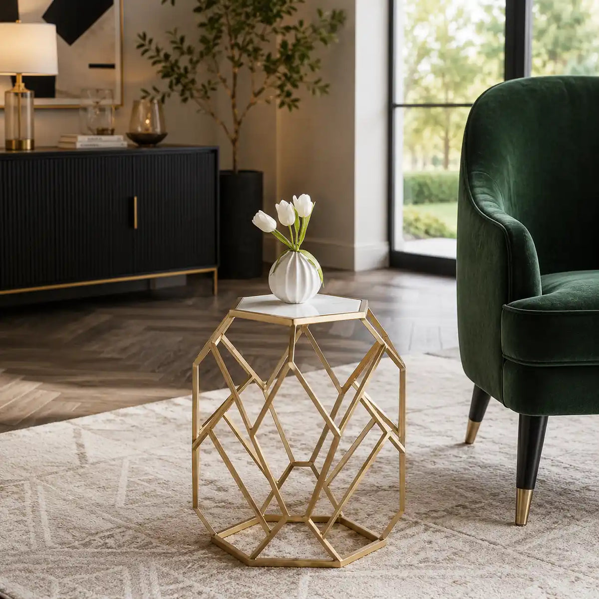 Luxury Hexagon Side Table with Modern Design