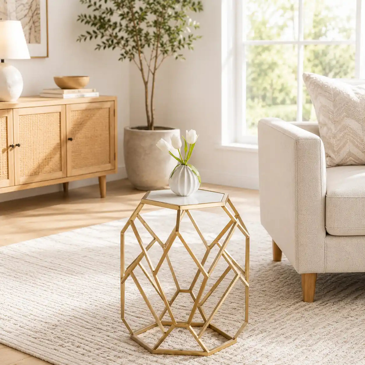 Luxury Hexagon Side Table with Modern Design