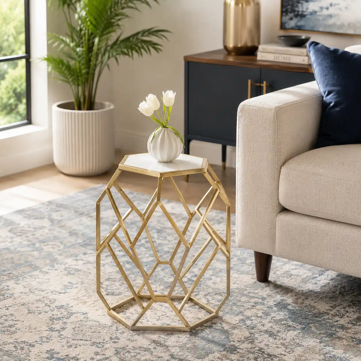 Luxury Hexagon Side Table with Modern Design