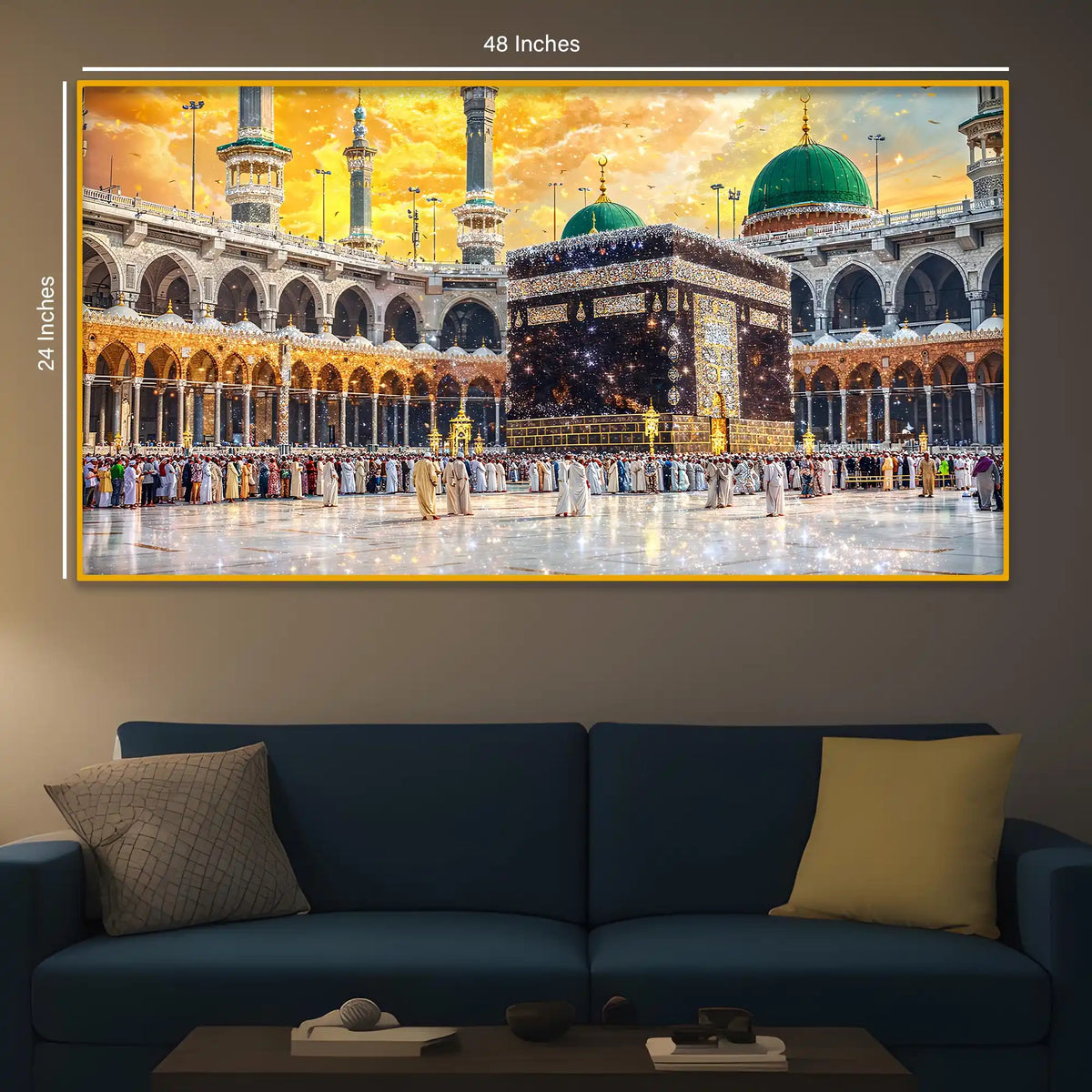 Luxury Holy Mecca View Crystal Glass Wall Painting for Modern Interior Décor