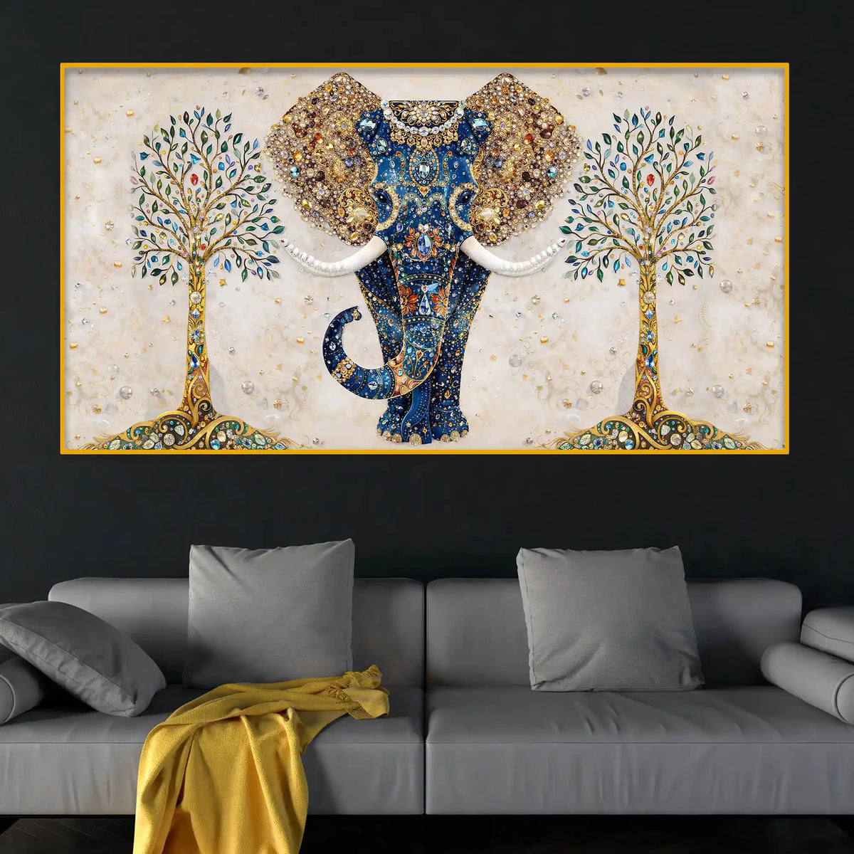 Luxury Home Décor Elephant Crystal Glass Painting