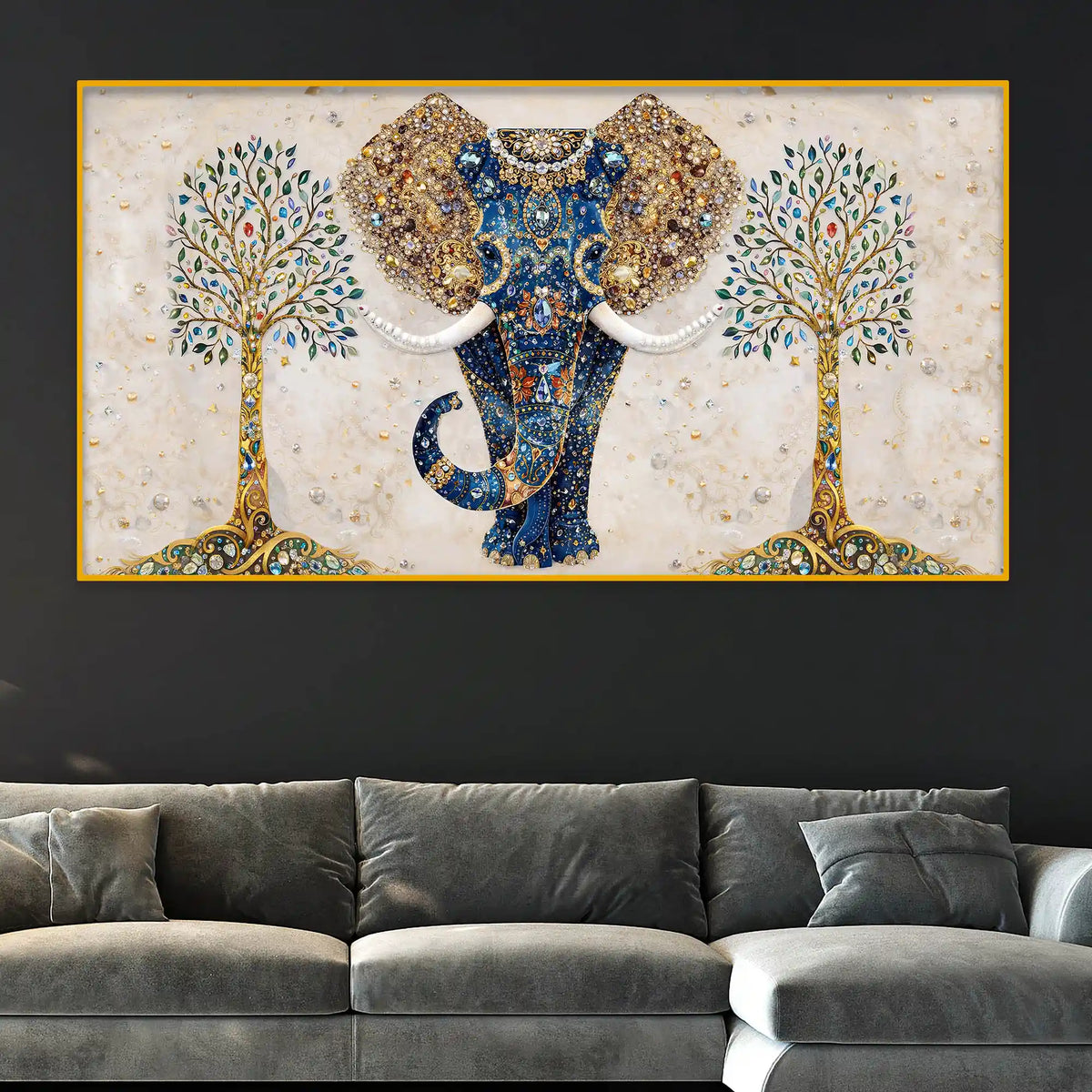Luxury Home Décor Elephant Crystal Glass Painting