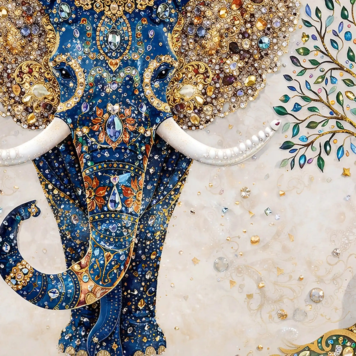 Luxury Home Décor Elephant Crystal Glass Painting