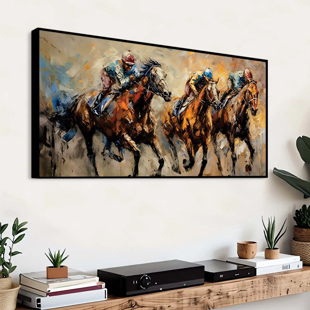 Luxury Horse Racing Canvas Painting for Modern Interiors