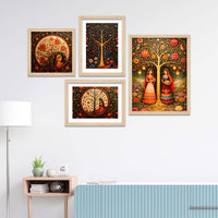 Luxury Indian Floral Wall Frame Set of Four