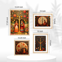 Luxury Indian Floral Wall Frame Set of Four