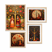 Luxury Indian Floral Wall Frame Set of Four