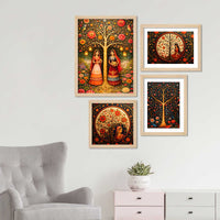 Luxury Indian Floral Wall Frame Set of Four