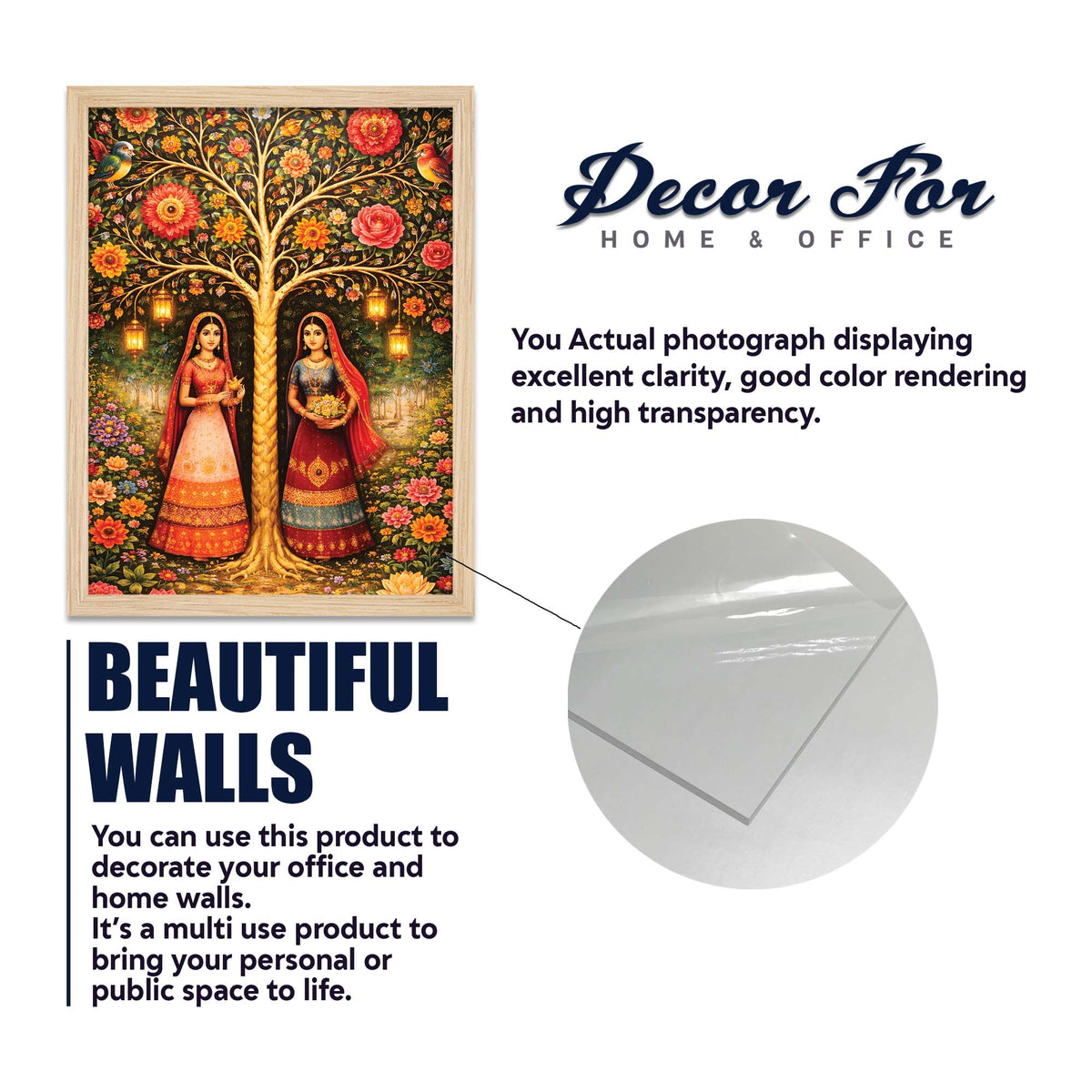 Luxury Indian Floral Wall Frame Set of Four