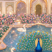 Luxury Indian Royal Palace Peacock Artwork Crystal Glass Wall Painting for Home Decoration