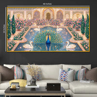 Luxury Indian Royal Palace Peacock Artwork Crystal Glass Wall Painting for Home Decoration