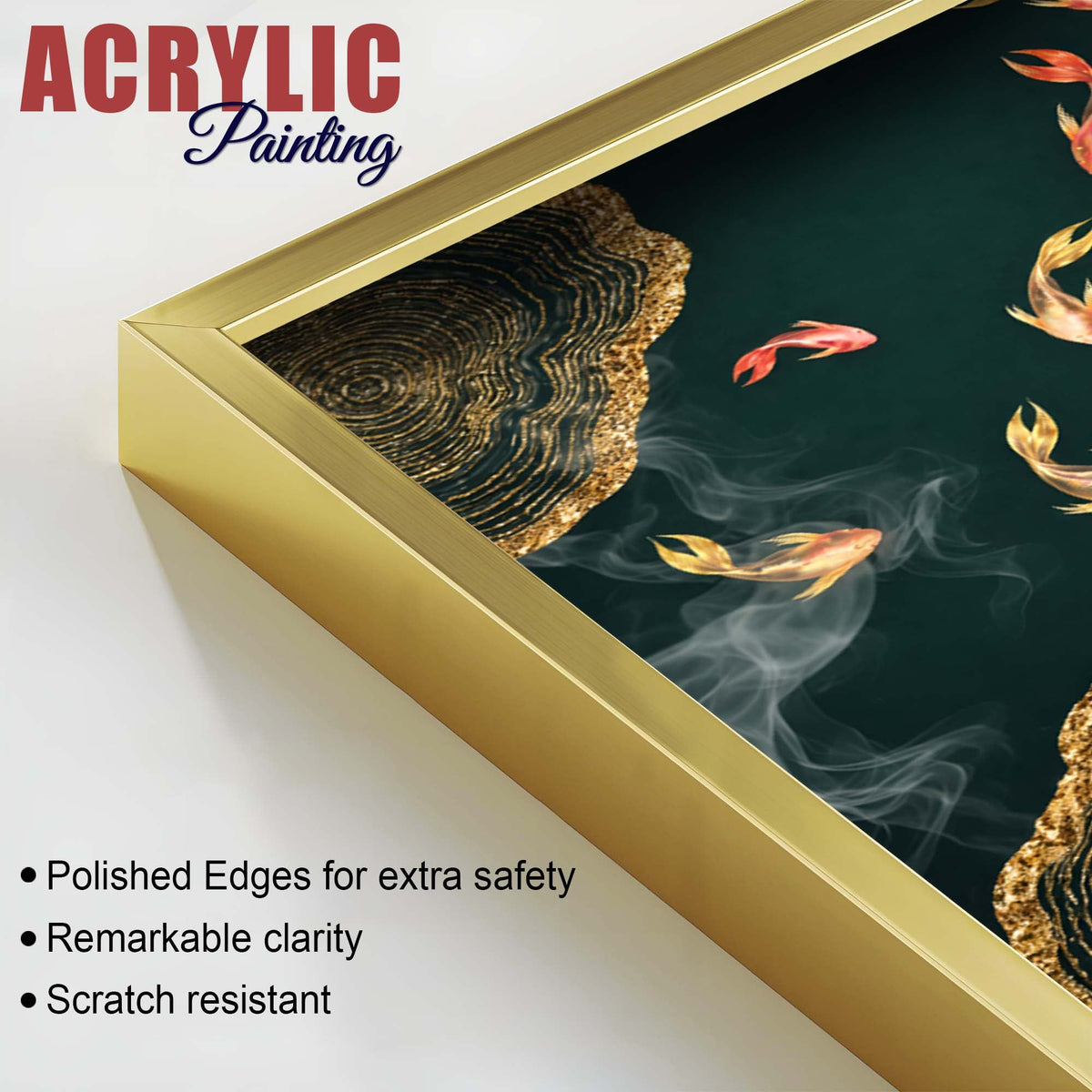 Luxury Japanese Koi Fish Premium Acrylic Floating Wall Painting Set of 2