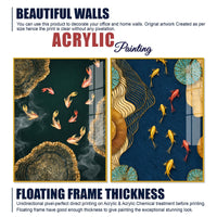 Luxury Japanese Koi Fish Premium Acrylic Floating Wall Painting Set of 2