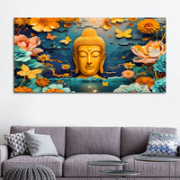 Luxury Lord Buddha Canvas Painting with Floral Design