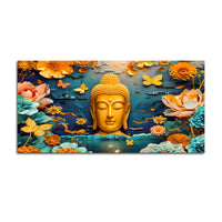 Luxury Lord Buddha Canvas Painting with Floral Design